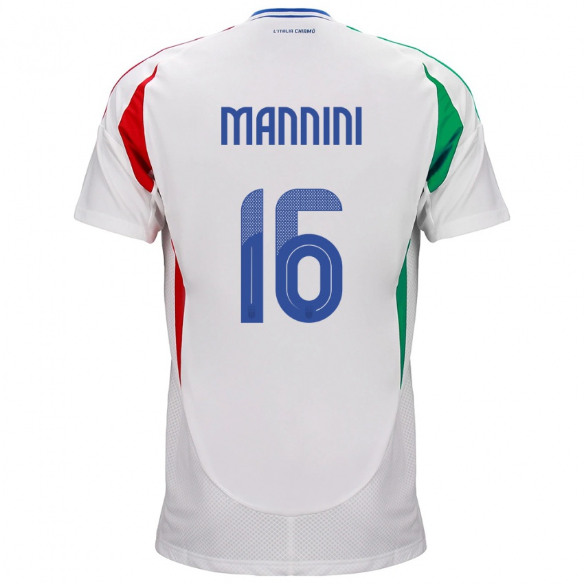 Férfi Olaszország Mattia Mannini #16 Fehér Idegenbeli Jersey 24-26 Mez Póló Ing