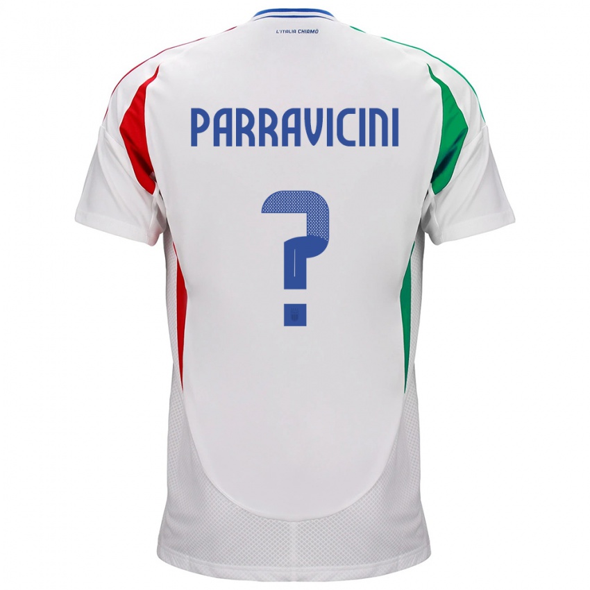 Férfi Olaszország Fabio Parravicini #0 Fehér Idegenbeli Jersey 24-26 Mez Póló Ing
