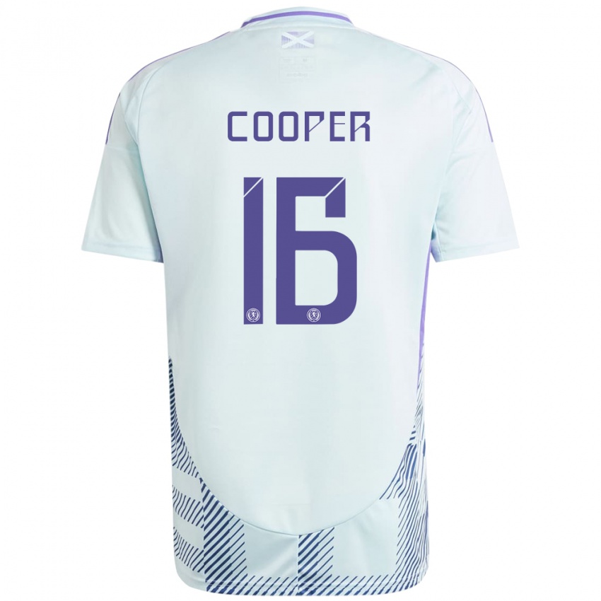 Férfi Skócia Liam Cooper #16 Világos Menta Kék Idegenbeli Jersey 24-26 Mez Póló Ing