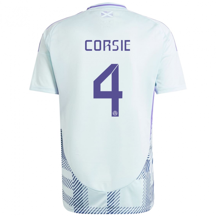 Férfi Skócia Rachel Corsie #4 Világos Menta Kék Idegenbeli Jersey 24-26 Mez Póló Ing