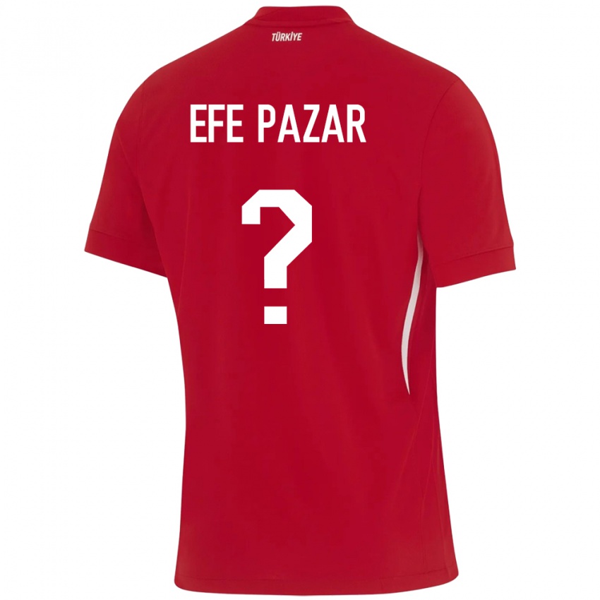 Férfi Törökország Alper Efe Pazar #0 Piros Idegenbeli Jersey 24-26 Mez Póló Ing