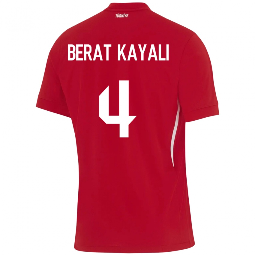 Férfi Törökország Hasan Berat Kayalı #4 Piros Idegenbeli Jersey 24-26 Mez Póló Ing