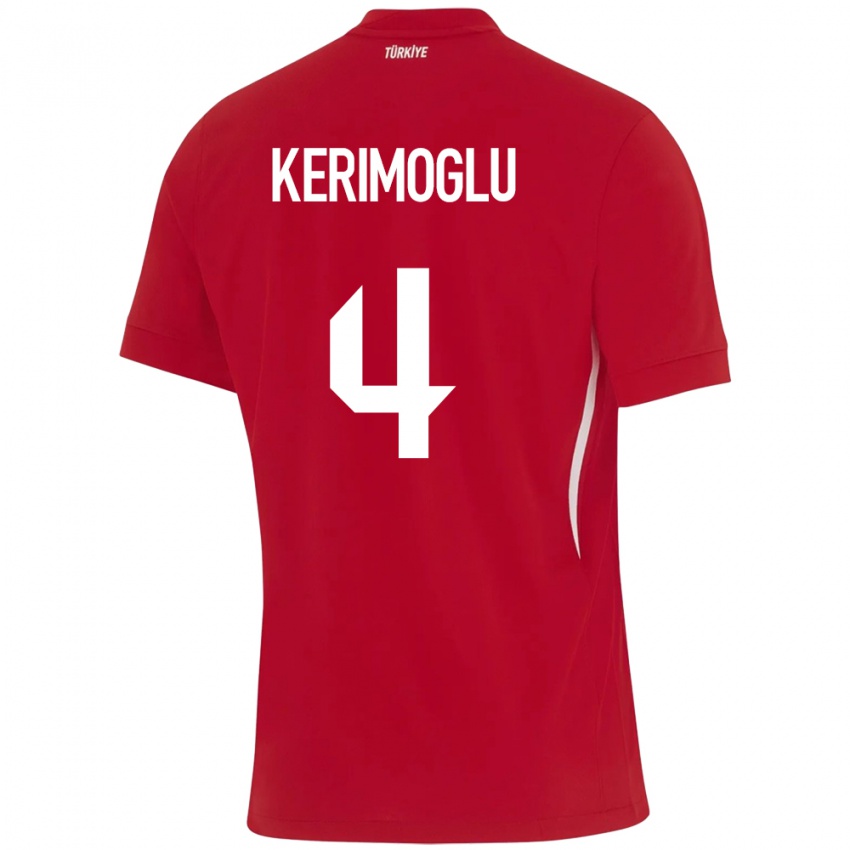 Férfi Törökország Zeynap Kerimoğlu #4 Piros Idegenbeli Jersey 24-26 Mez Póló Ing