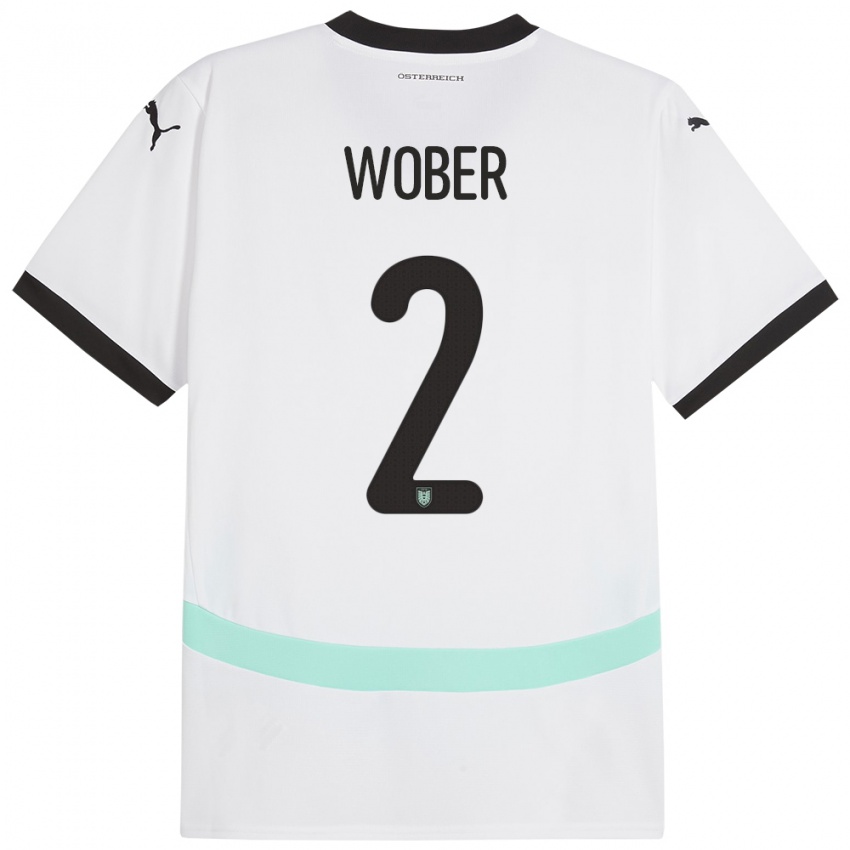 Férfi Ausztria Maximilian Wöber #2 Fehér Idegenbeli Jersey 24-26 Mez Póló Ing