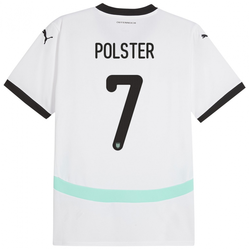 Férfi Ausztria Manuel Polster #7 Fehér Idegenbeli Jersey 24-26 Mez Póló Ing
