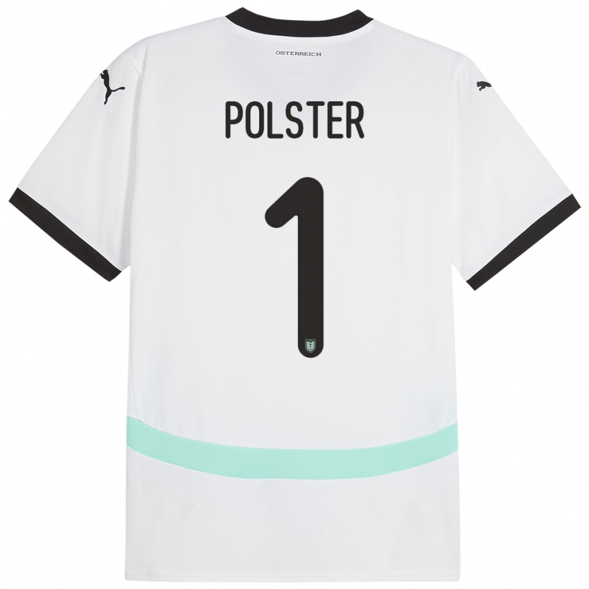 Férfi Ausztria Nikolas Polster #1 Fehér Idegenbeli Jersey 24-26 Mez Póló Ing
