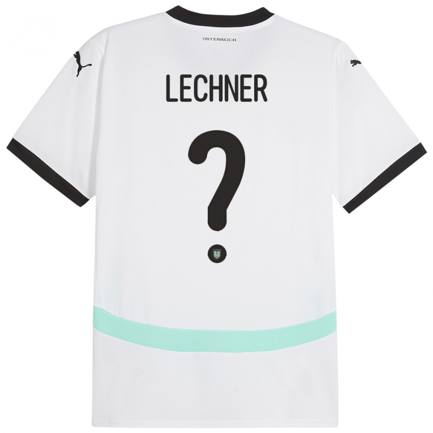 Férfi Ausztria Dominik Lechner #0 Fehér Idegenbeli Jersey 24-26 Mez Póló Ing