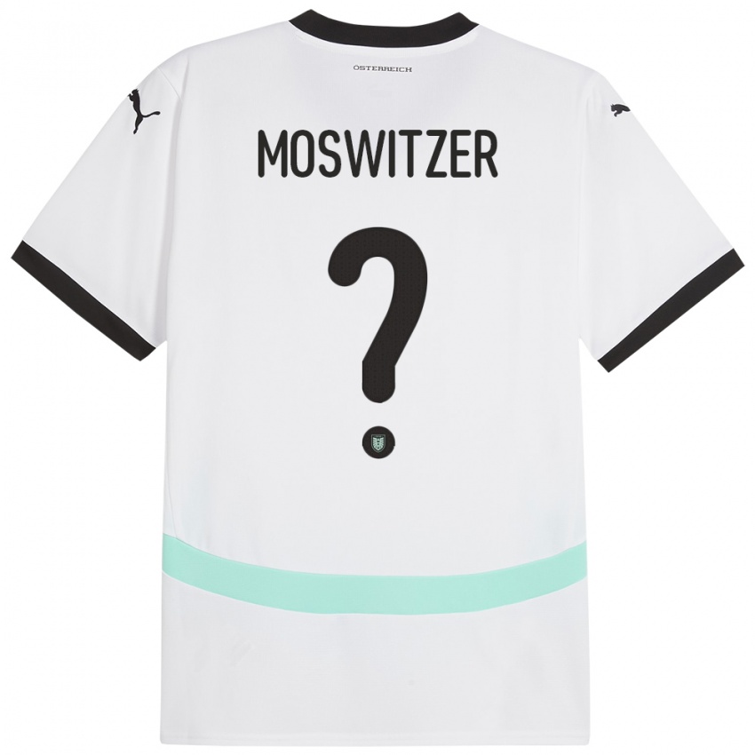 Férfi Ausztria Marcel Moswitzer #0 Fehér Idegenbeli Jersey 24-26 Mez Póló Ing
