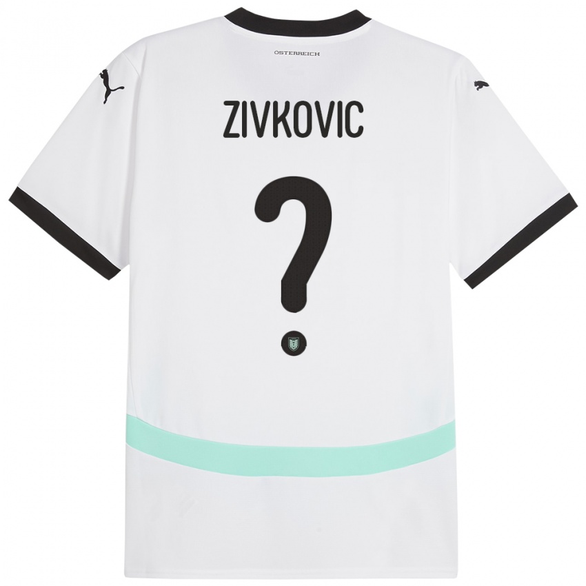 Férfi Ausztria Jovan Zivkovic #0 Fehér Idegenbeli Jersey 24-26 Mez Póló Ing