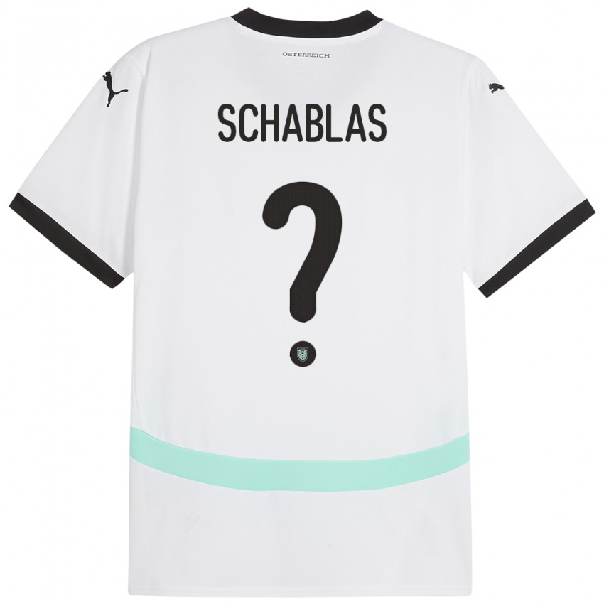 Férfi Ausztria Matteo Schablas #0 Fehér Idegenbeli Jersey 24-26 Mez Póló Ing
