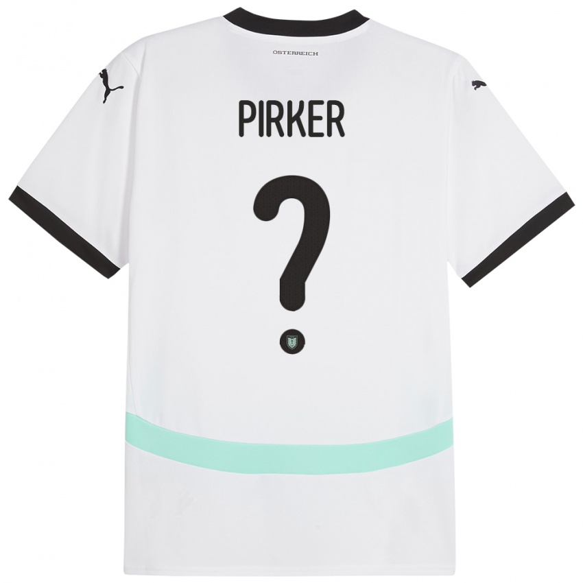 Férfi Ausztria Sebastian Pirker #0 Fehér Idegenbeli Jersey 24-26 Mez Póló Ing