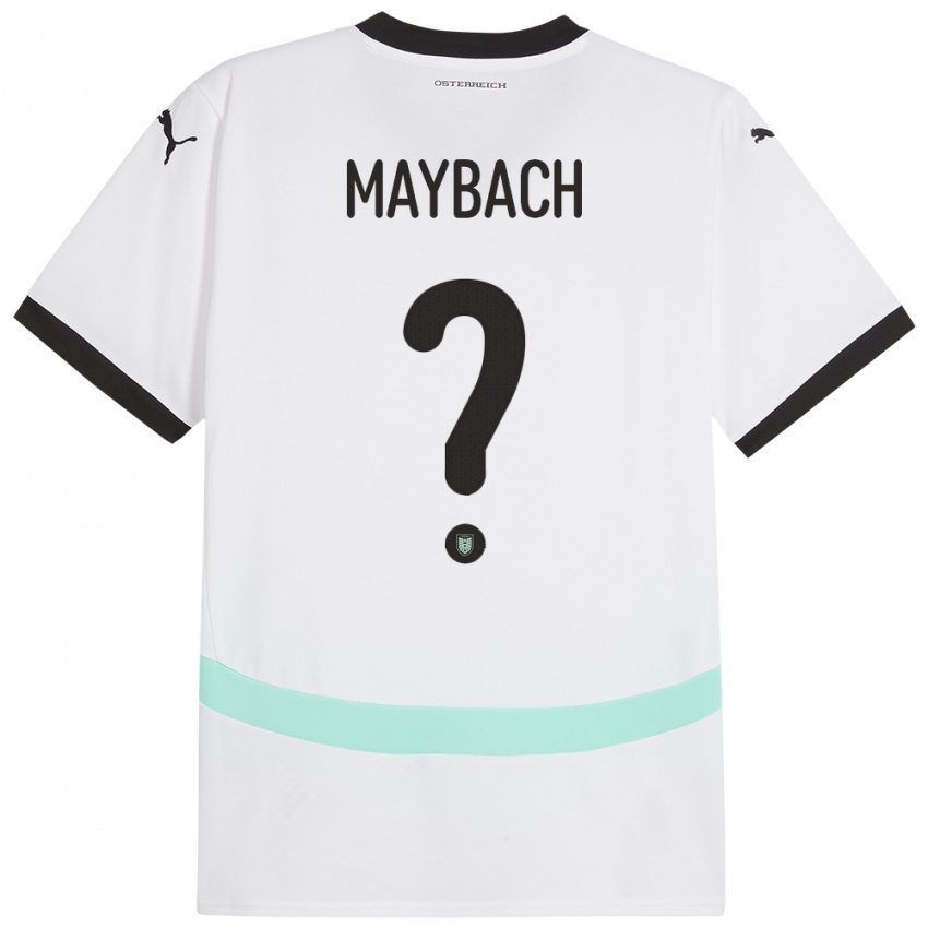 Férfi Ausztria Philipp Maybach #0 Fehér Idegenbeli Jersey 24-26 Mez Póló Ing