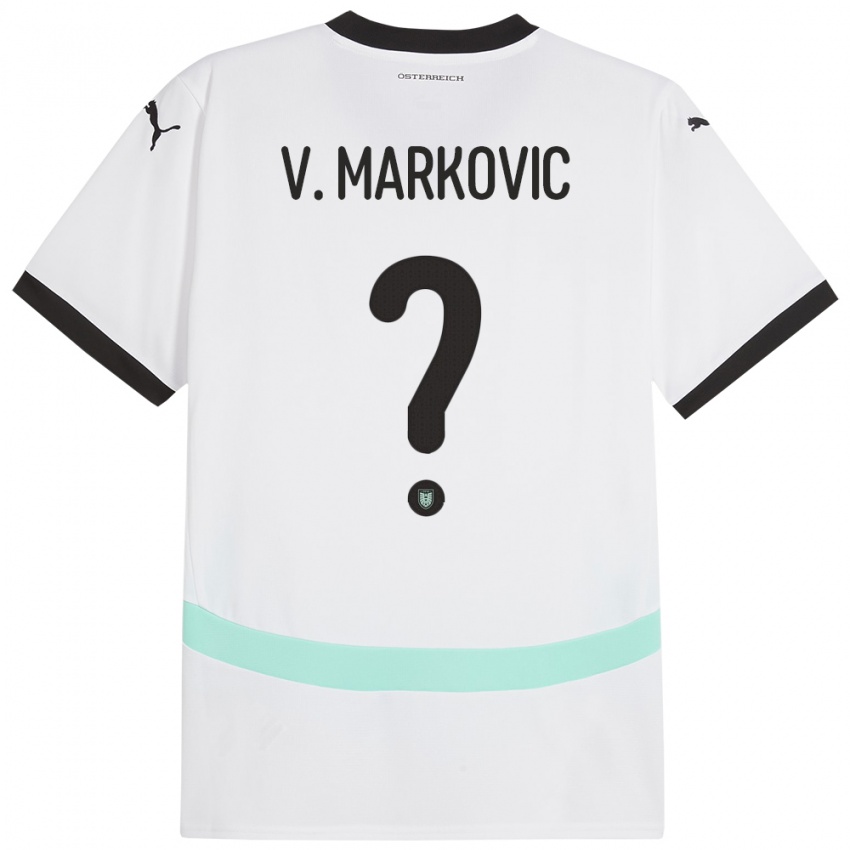 Férfi Ausztria Vasilije Markovic #0 Fehér Idegenbeli Jersey 24-26 Mez Póló Ing