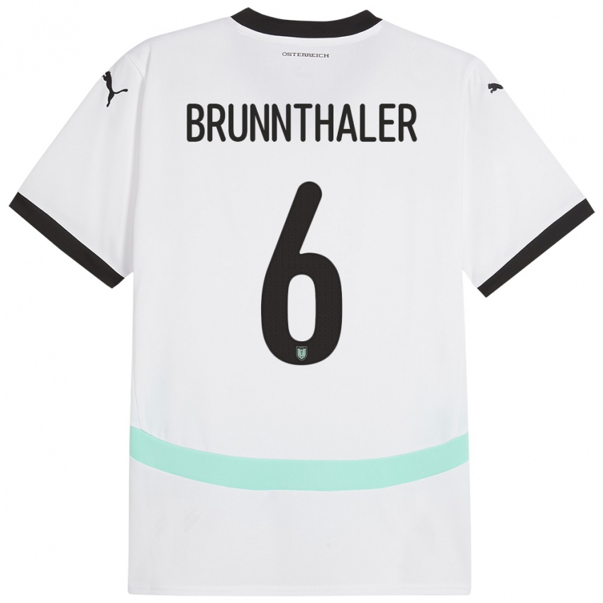 Férfi Ausztria Melanie Brunnthaler #6 Fehér Idegenbeli Jersey 24-26 Mez Póló Ing