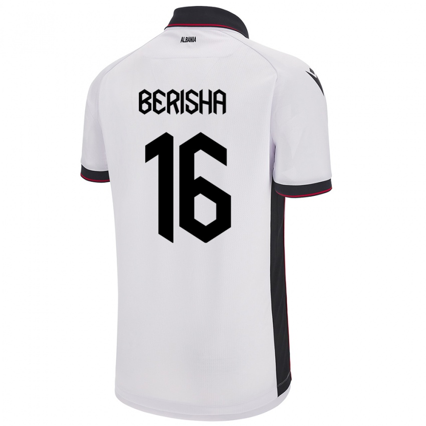 Férfi Albania Medon Berisha #16 Fehér Idegenbeli Jersey 24-26 Mez Póló Ing