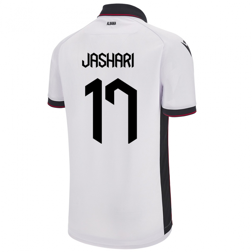 Férfi Albania Elion Jashari #17 Fehér Idegenbeli Jersey 24-26 Mez Póló Ing