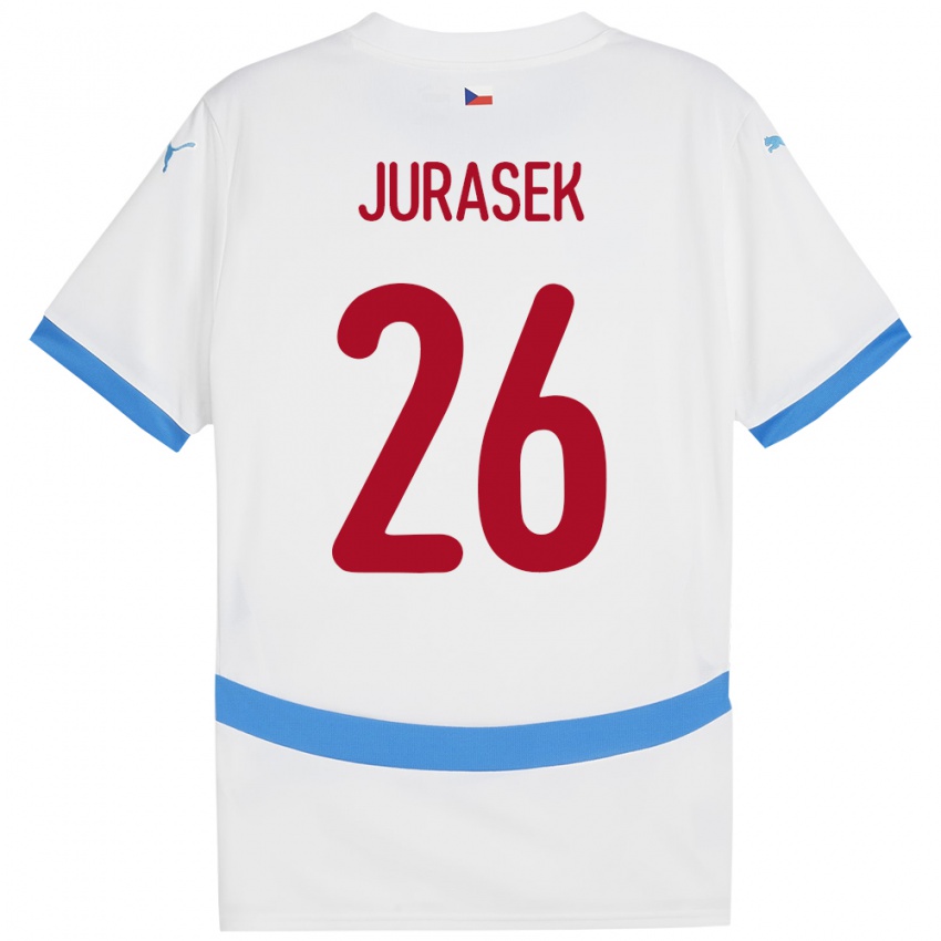 Férfi Csehország Matej Jurasek #26 Fehér Idegenbeli Jersey 24-26 Mez Póló Ing