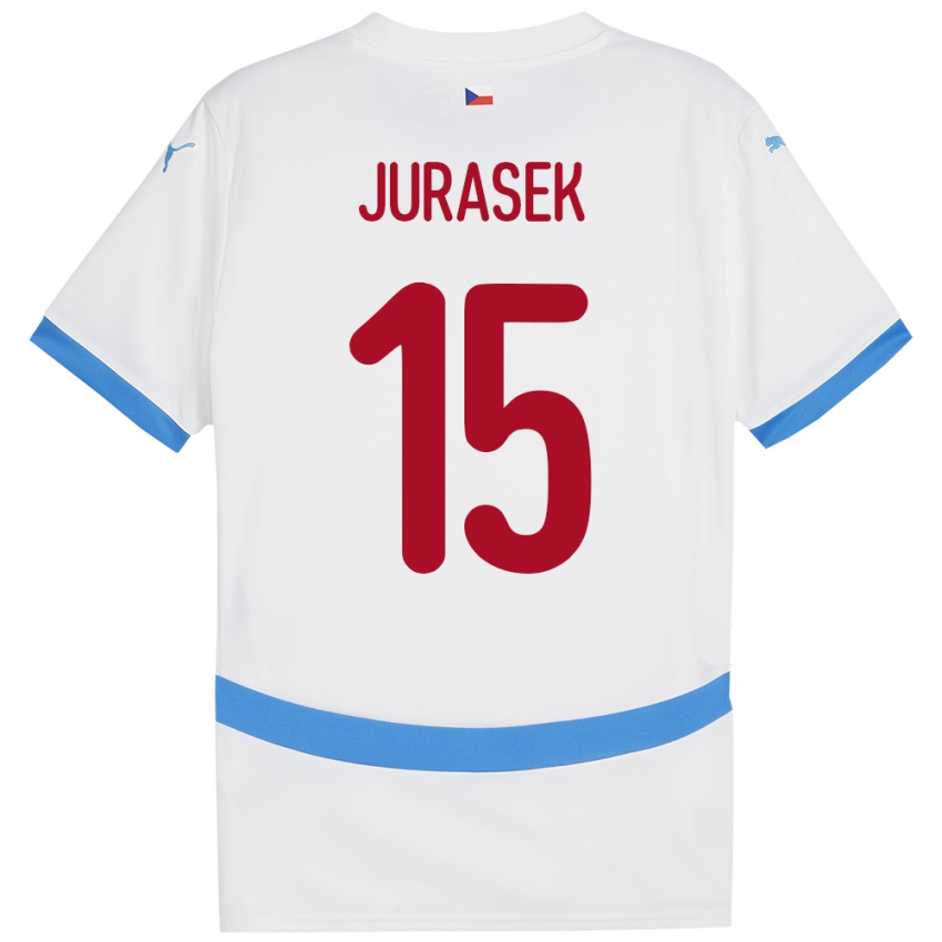 Férfi Csehország David Jurásek #15 Fehér Idegenbeli Jersey 24-26 Mez Póló Ing