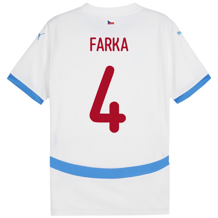 Férfi Csehország Dominik Farka #4 Fehér Idegenbeli Jersey 24-26 Mez Póló Ing