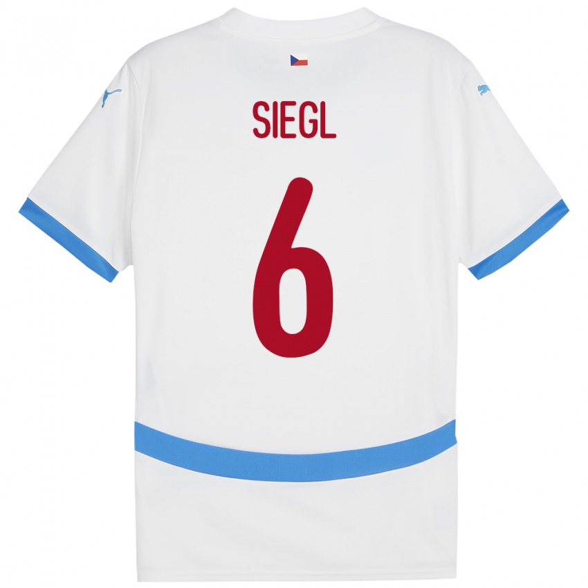 Férfi Csehország Patrik Siegl #6 Fehér Idegenbeli Jersey 24-26 Mez Póló Ing