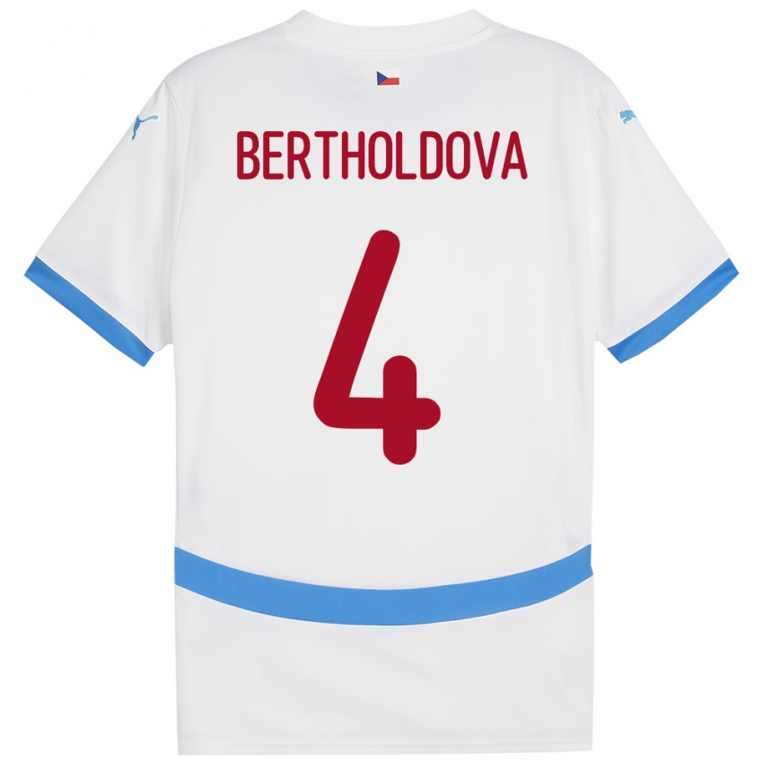 Férfi Csehország Petra Bertholdová #4 Fehér Idegenbeli Jersey 24-26 Mez Póló Ing