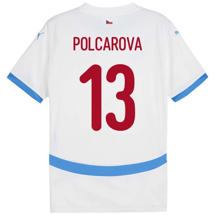 Férfi Csehország Barbora Polcarová #13 Fehér Idegenbeli Jersey 24-26 Mez Póló Ing