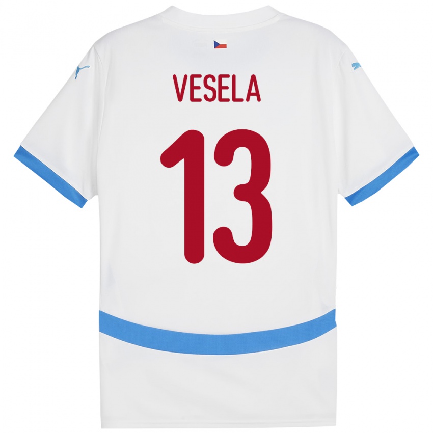 Férfi Csehország Denisa Veselá #13 Fehér Idegenbeli Jersey 24-26 Mez Póló Ing