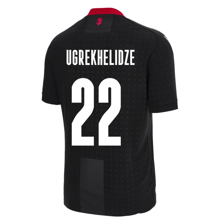 Férfi Grúzia Nikoloz Ugrekhelidze #22 Fekete Idegenbeli Jersey 24-26 Mez Póló Ing