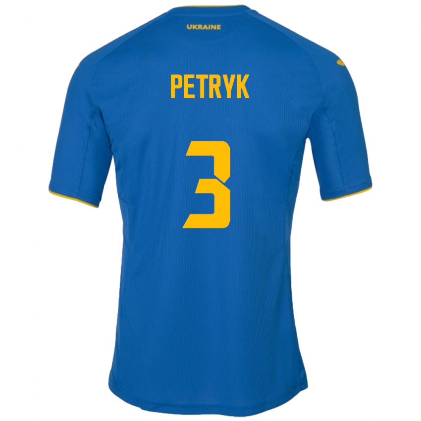 Férfi Ukrajna Anna Petryk #3 Kék Idegenbeli Jersey 24-26 Mez Póló Ing