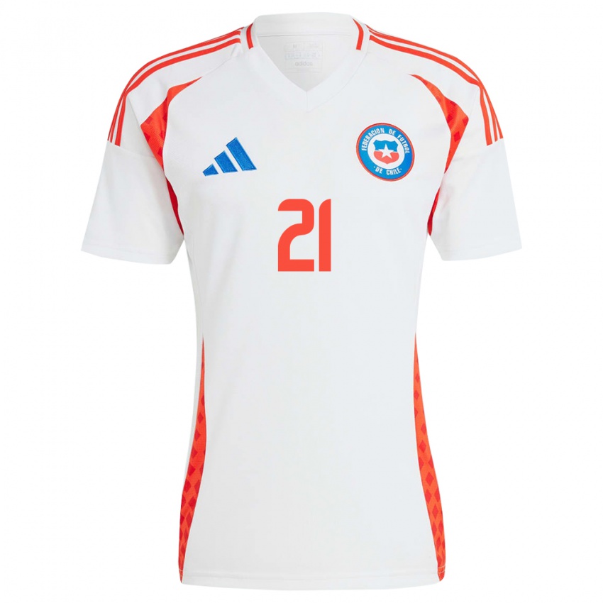 Férfi Chile Diego Opazo #21 Fehér Idegenbeli Jersey 24-26 Mez Póló Ing