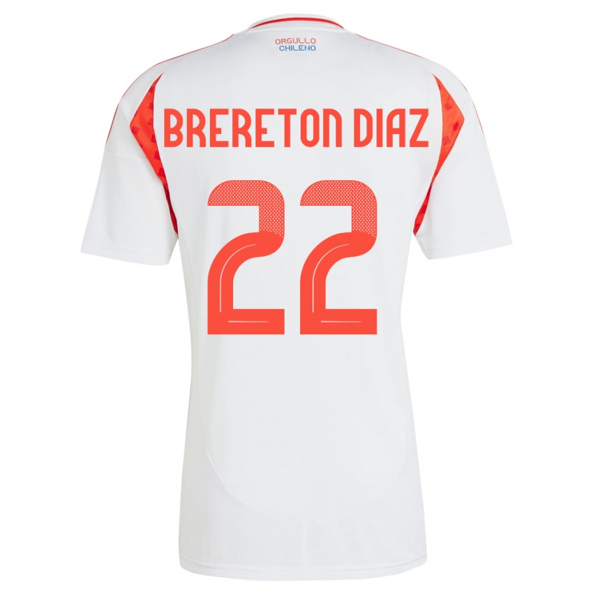 Férfi Chile Ben Brereton Díaz #22 Fehér Idegenbeli Jersey 24-26 Mez Póló Ing