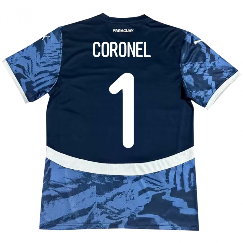 Férfi Paraguay Carlos Coronel #1 Kék Idegenbeli Jersey 24-26 Mez Póló Ing