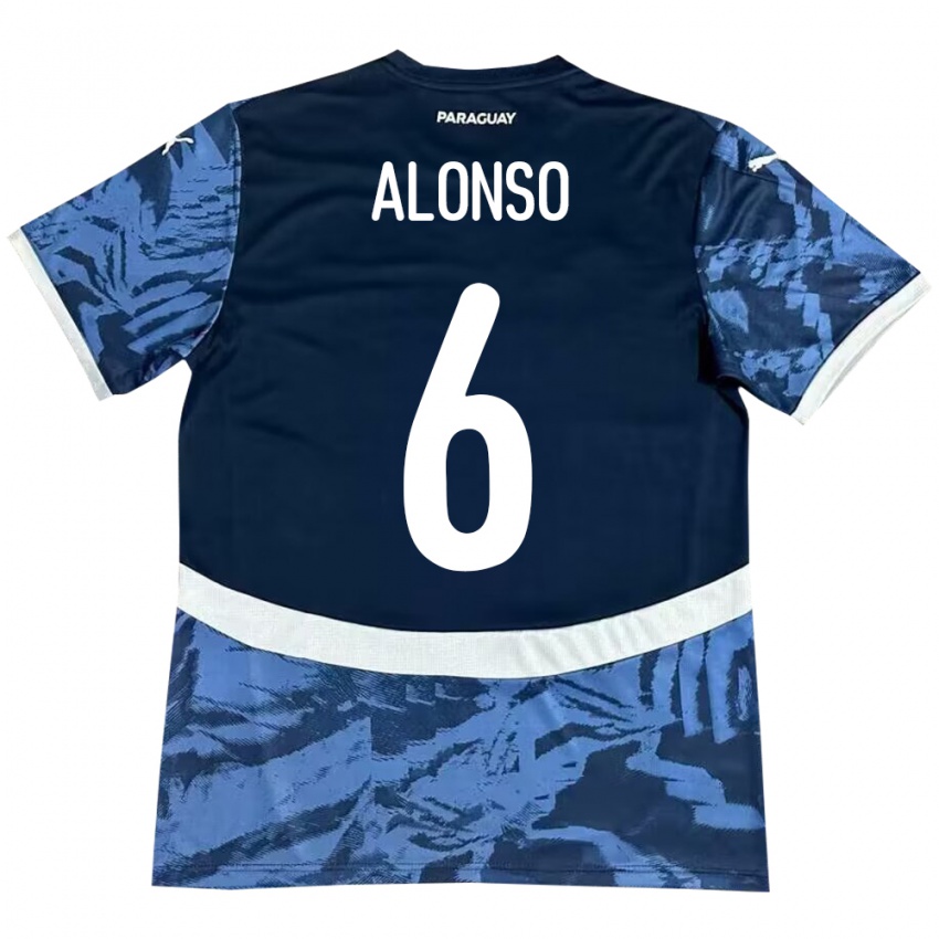 Férfi Paraguay Júnior Alonso #6 Kék Idegenbeli Jersey 24-26 Mez Póló Ing