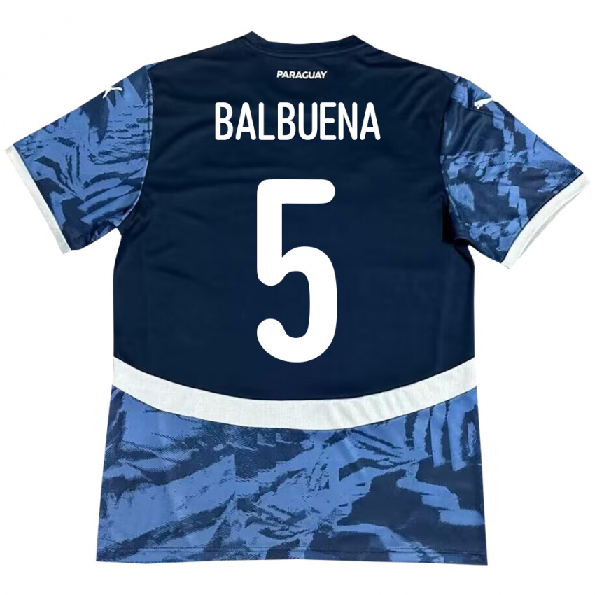 Férfi Paraguay Fabián Balbuena #5 Kék Idegenbeli Jersey 24-26 Mez Póló Ing