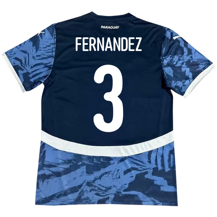 Férfi Paraguay Roberto Fernández #3 Kék Idegenbeli Jersey 24-26 Mez Póló Ing