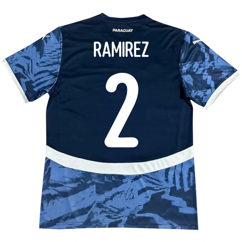 Férfi Paraguay Iván Ramírez #2 Kék Idegenbeli Jersey 24-26 Mez Póló Ing