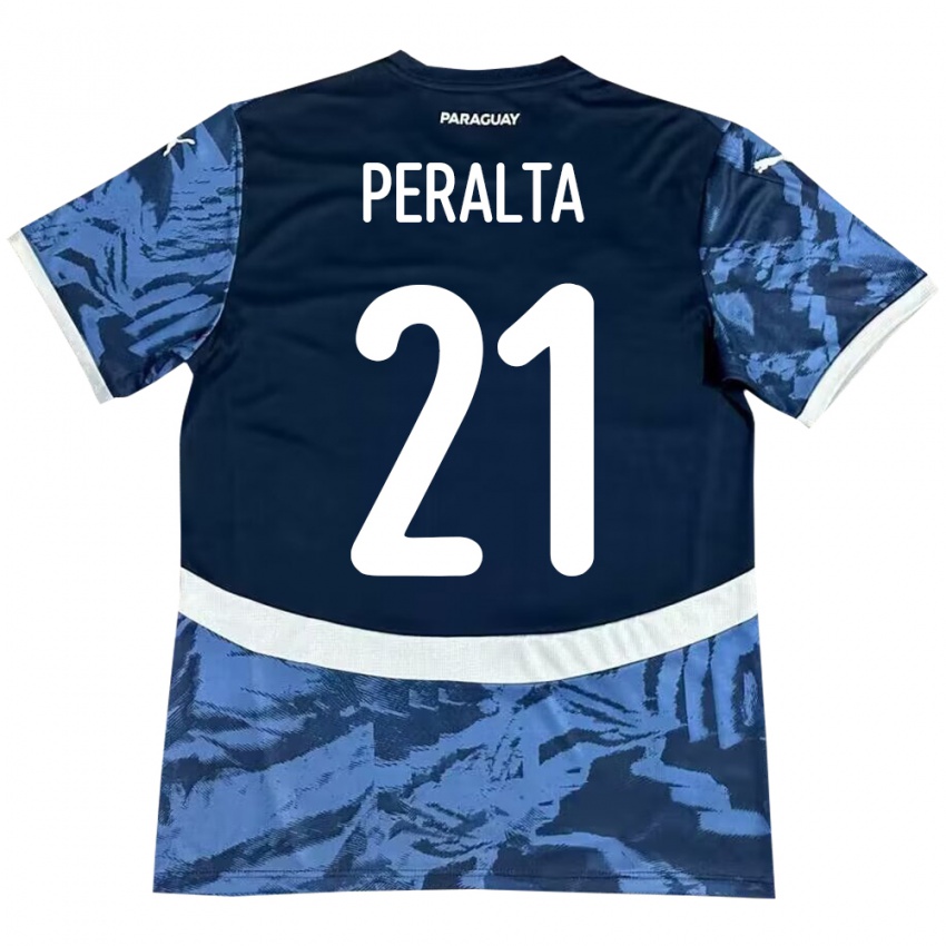 Férfi Paraguay Fabrizio Peralta #21 Kék Idegenbeli Jersey 24-26 Mez Póló Ing