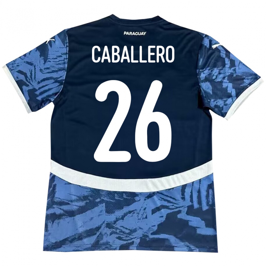 Férfi Paraguay Hernesto Caballero #26 Kék Idegenbeli Jersey 24-26 Mez Póló Ing