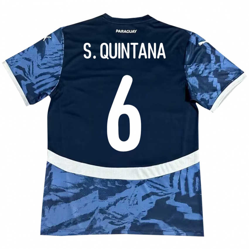 Férfi Paraguay Sebastián Quintana #6 Kék Idegenbeli Jersey 24-26 Mez Póló Ing