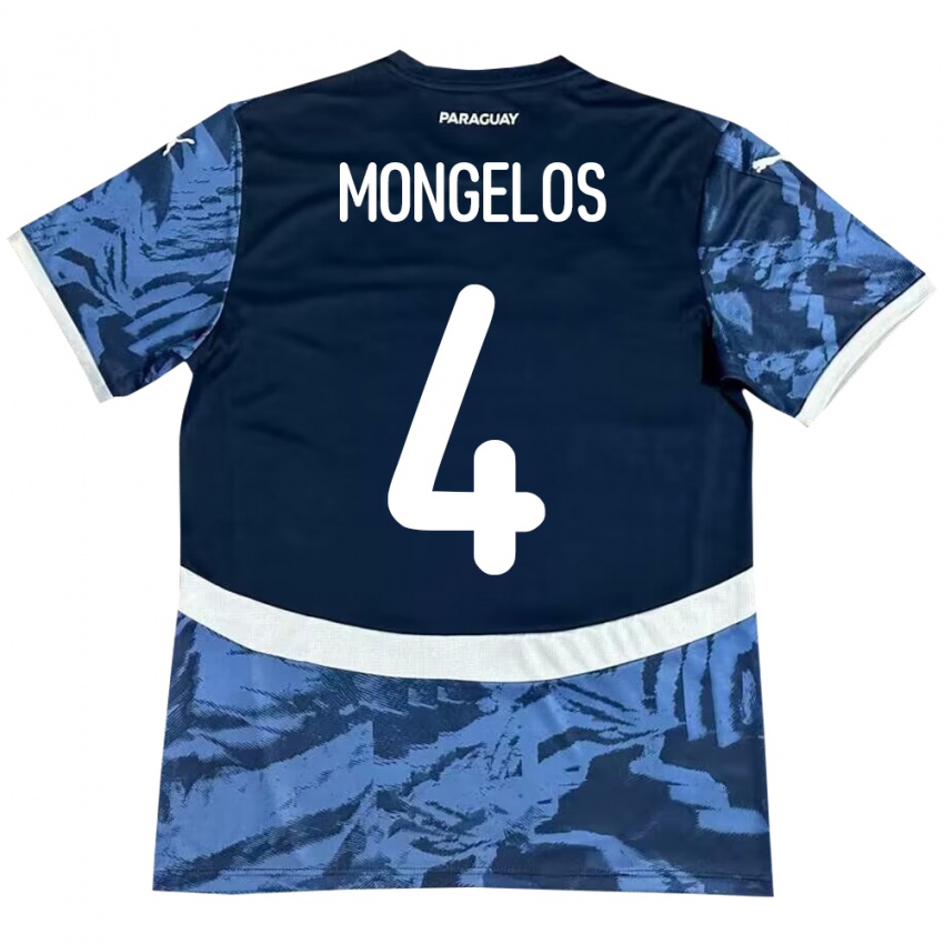 Férfi Paraguay Rolando Mongelós #4 Kék Idegenbeli Jersey 24-26 Mez Póló Ing