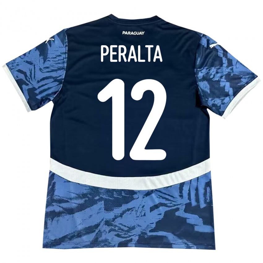 Férfi Paraguay Jesús Peralta #12 Kék Idegenbeli Jersey 24-26 Mez Póló Ing