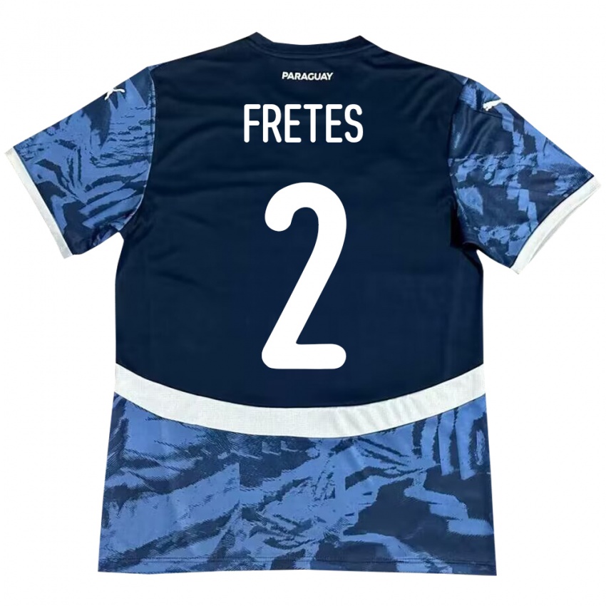 Férfi Paraguay Limpia Fretes #2 Kék Idegenbeli Jersey 24-26 Mez Póló Ing