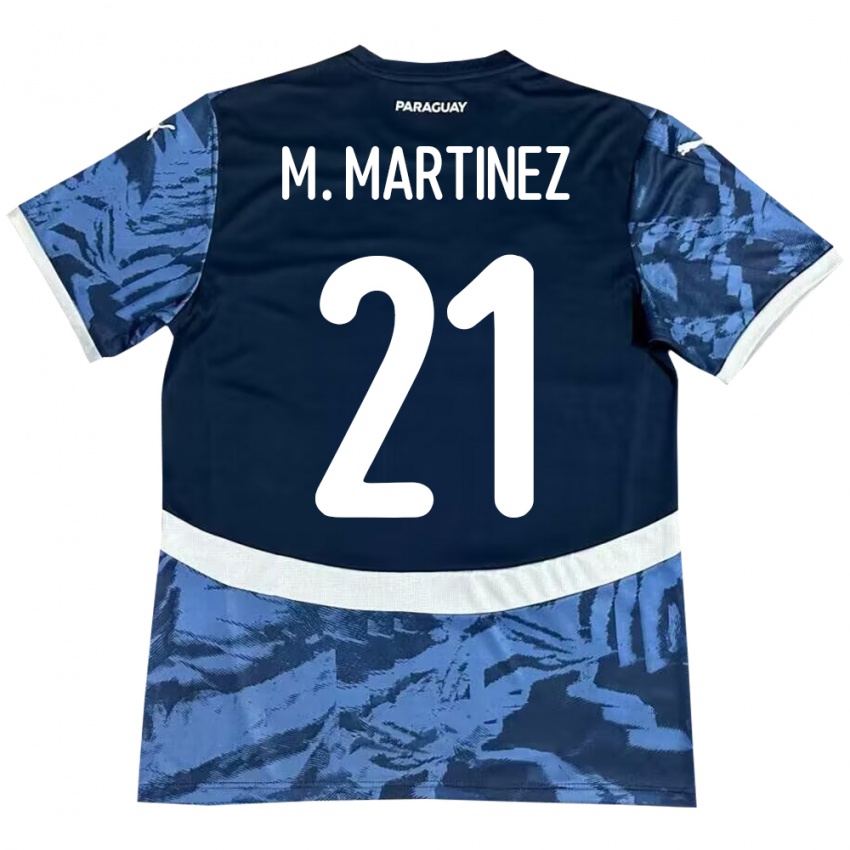 Férfi Paraguay María Martínez #21 Kék Idegenbeli Jersey 24-26 Mez Póló Ing