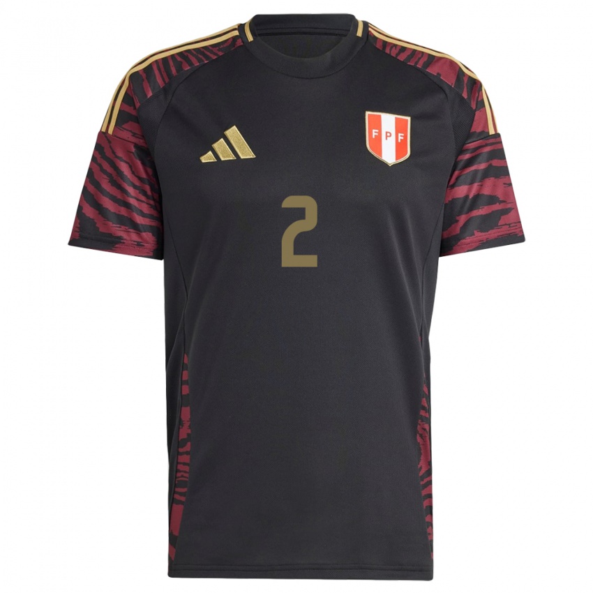 Férfi Peru Braelynn Llamoca #2 Fekete Idegenbeli Jersey 24-26 Mez Póló Ing