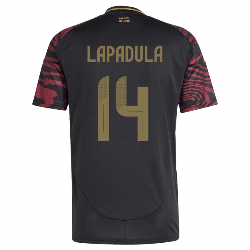 Férfi Peru Gianluca Lapadula #14 Fekete Idegenbeli Jersey 24-26 Mez Póló Ing