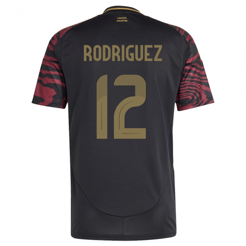 Férfi Peru Jhefferson Rodríguez #12 Fekete Idegenbeli Jersey 24-26 Mez Póló Ing