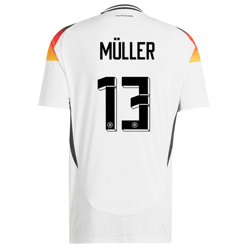 Női Németország Thomas Muller #13 Fehér Hazai Jersey 24-26 Mez Póló Ing