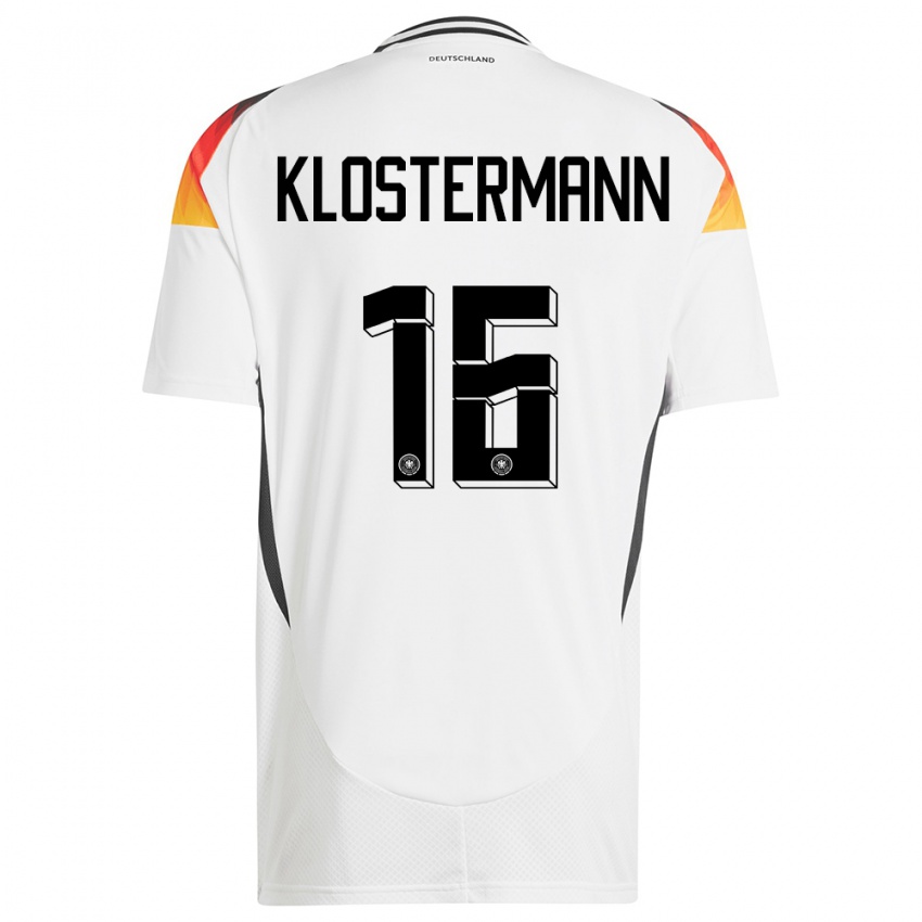 Női Németország Lukas Klostermann #16 Fehér Hazai Jersey 24-26 Mez Póló Ing