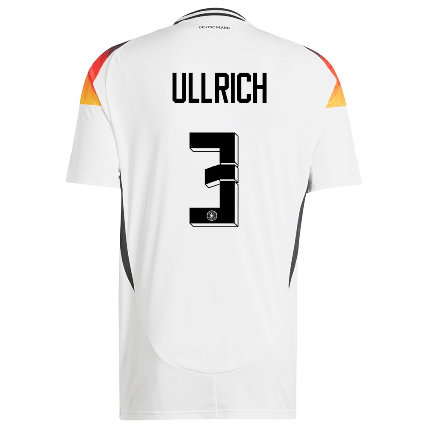 Női Németország Lukas Ullrich #3 Fehér Hazai Jersey 24-26 Mez Póló Ing