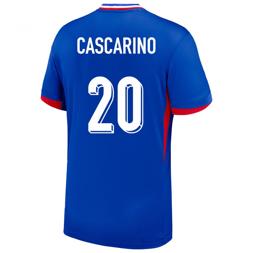 Női Franciaország Delphine Cascarino #20 Kék Hazai Jersey 24-26 Mez Póló Ing